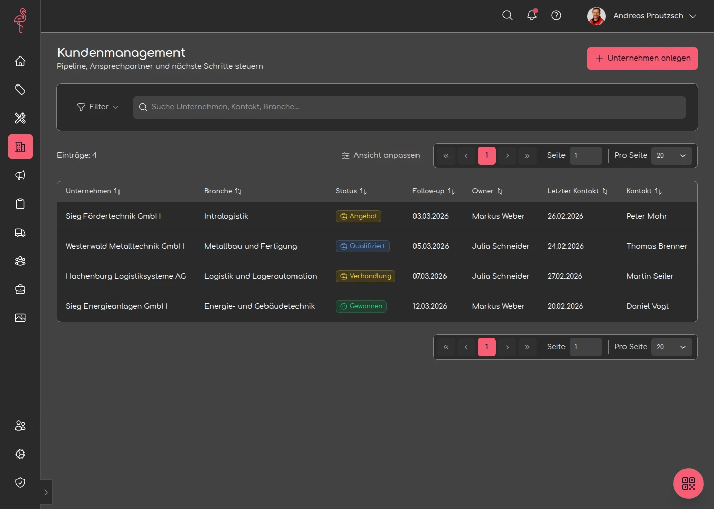 Demo-Einblicke Screenshot 10: crm overview