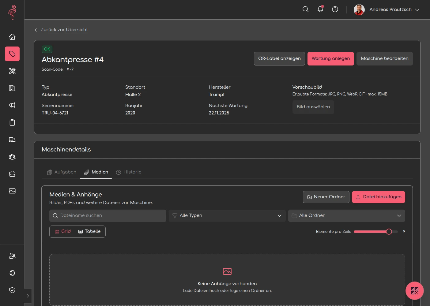 Demo-Einblicke Screenshot 12: machine detail