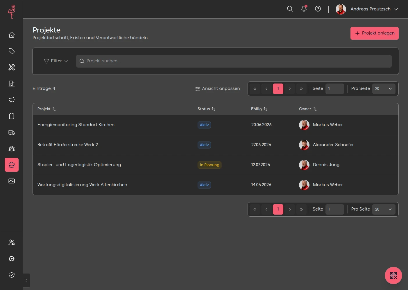 Demo-Einblicke Screenshot 9: projects overview