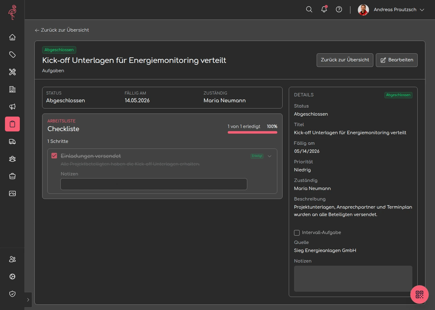 Demo-Einblicke Screenshot 3: task detail